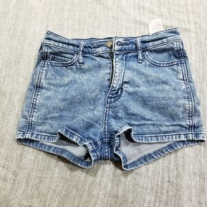 Womens Hollister Acid Wash Cotton Blue Jean Shorts Size 0 W24 Comfort